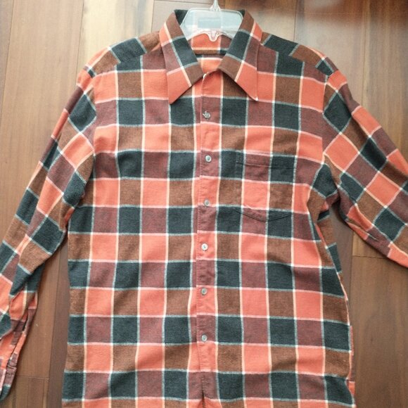 Vintage Dornbusch Germany Orange and Black Men's button down flannel Large - Picture 1 of 11